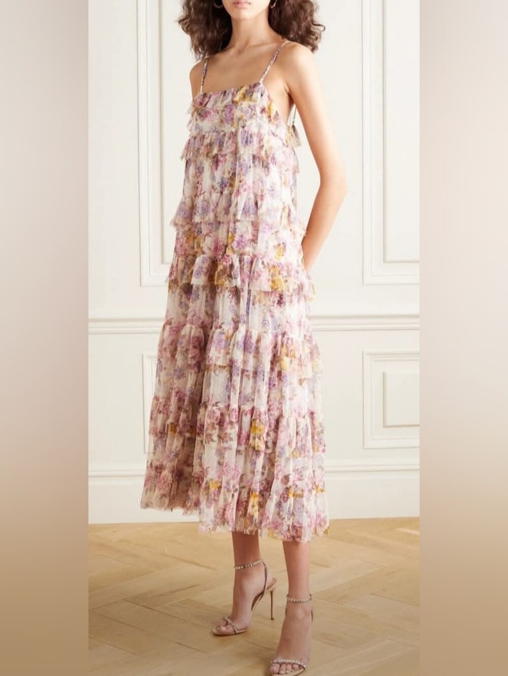 Needle & Thread x Jasmine Hemsley Floral Tiered Midi Dress